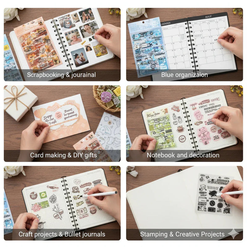 (Buy 1 Get 1 Free) Premium Quote Journaling Stickers l Pack of 4 Sheets l Elegant Breakfast Stickers for Scrapbooking & Planners