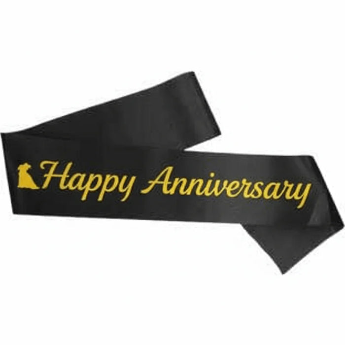 Black Gold Happy Anniversary Sash