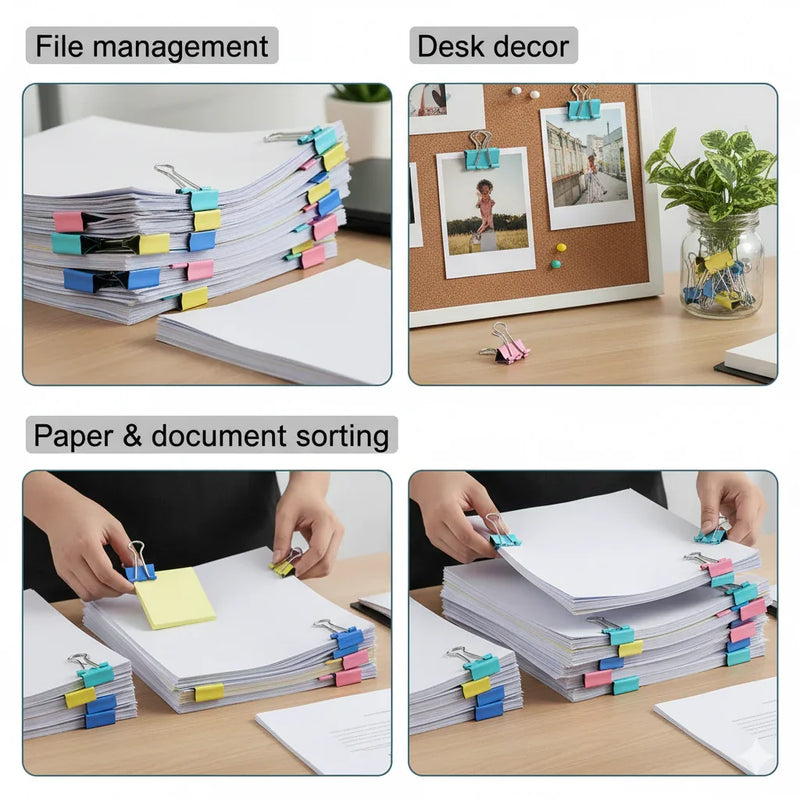 Vibrant Colored Binder Clips - 19mm (12 Pcs)