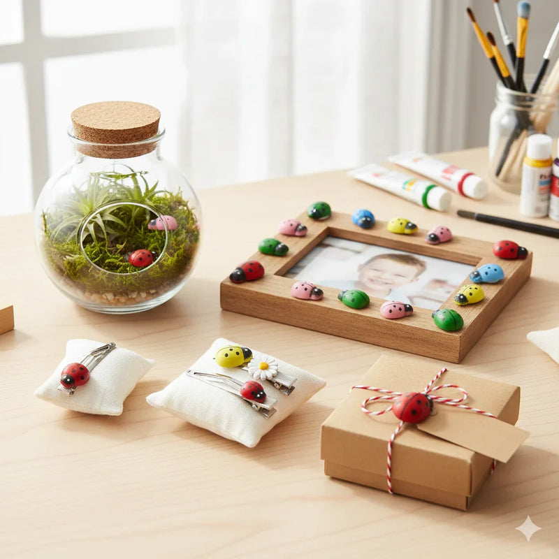 Miniature Ladybug Model Accessories – Pack of 10 (C0676-2) | Cute & Colorful Craft Embellishments for DIY Projects