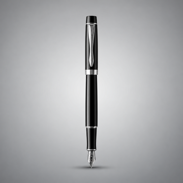 Baoke Black Fountain Pen with Ink Cartridge – Silver Trim Executive Writing Pen