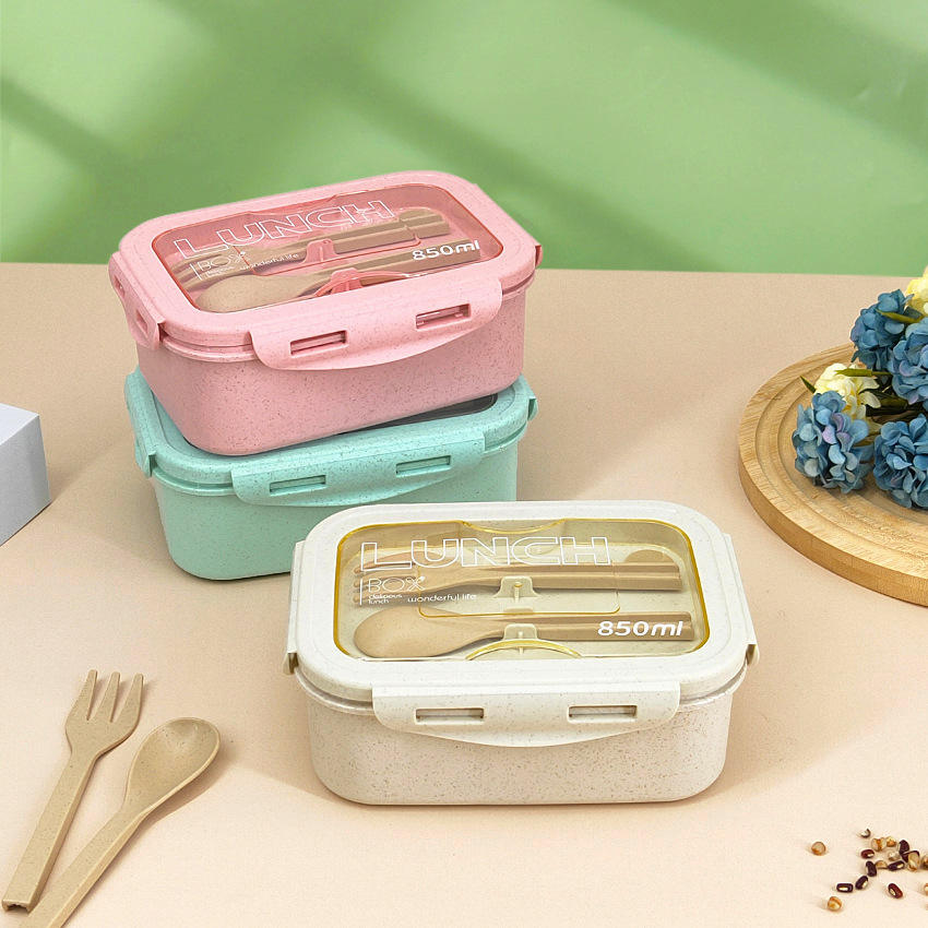 Pastel Bento Lunch Box 850ml | Cute & Compact with Spoon + Fork I Tiffin box