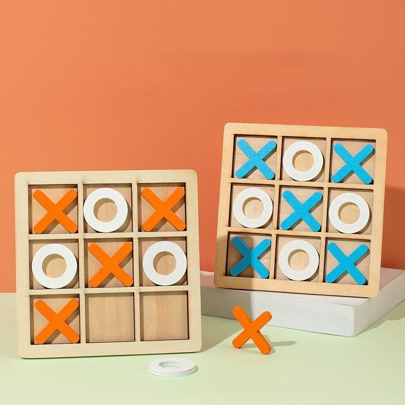Premium Wooden Tic Tac Toe Game Board | Classic XOXO Puzzle