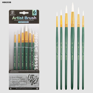 Round Paint Brush Set - 6 Pcs for Acrylic & Watercolour (Style 2)