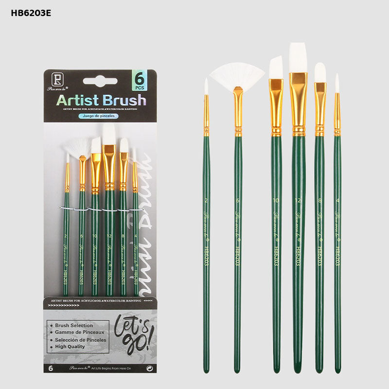 Multi-Shape Paint Brush Set - 6 Pcs (Style 3)