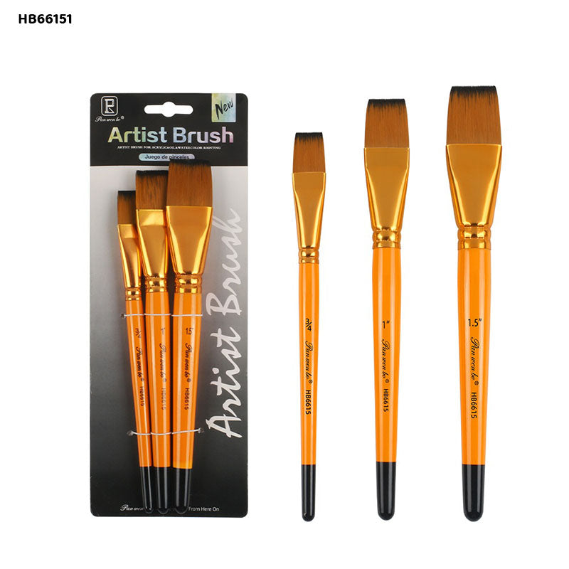 Jumbo Flat Paint Brush Set, Orange - 3 Pcs