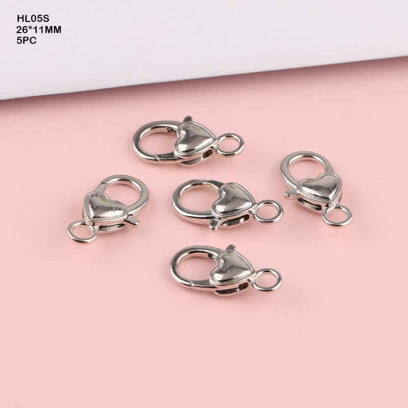 Heart Lobster 26*11Mm 5Pc Silver (Hl05S)