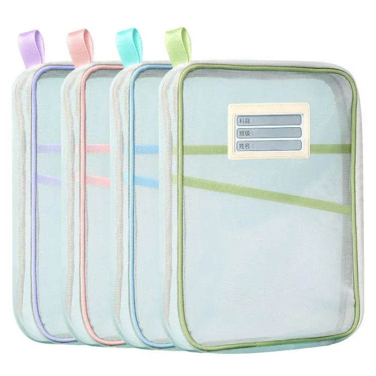 Transparent Mesh Folder Bag | Large Pastel Document Pouch