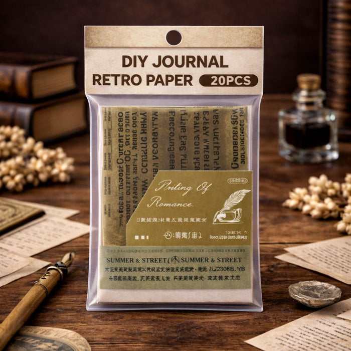 Vintage Aesthetic Retro Paper Sticker Set – DIY Journal Scrapbook (20 PCS) | Pack of 1