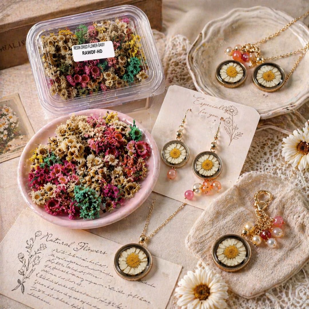 Colorful Dried Daisy Pack – Aesthetic Craft & Resin Decoration Kit | Pack of 1