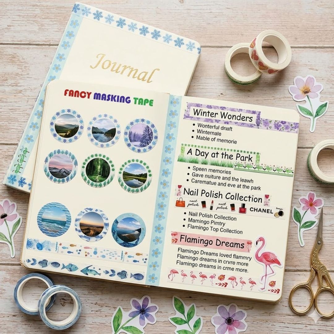 Assorted  Cute Washi Tape Pack – DIY Planner, Journal & Craft Decoration | Pack of 1