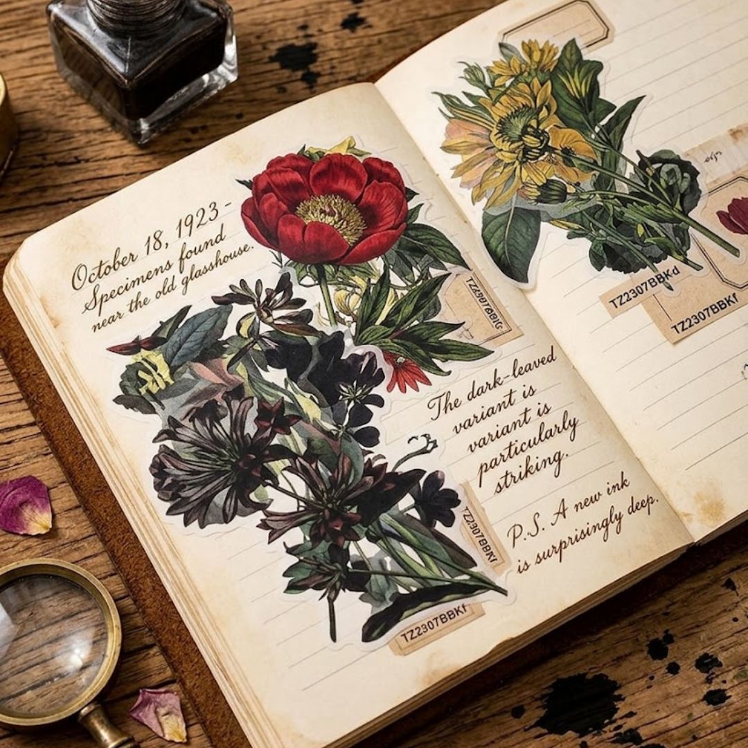 Retro Floral Stickers Pack – DIY Journal, Planner & Art Decor | Pack of 1