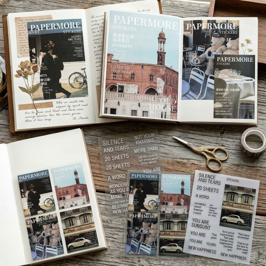 Papermore Vintage Sticker Sheets – Lifestyle, Travel & Scrapbooking Pack | Pack of 1