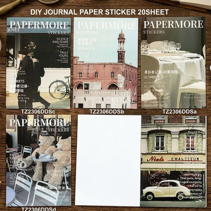 Papermore Vintage Sticker Sheets – Lifestyle, Travel & Scrapbooking Pack | Pack of 1