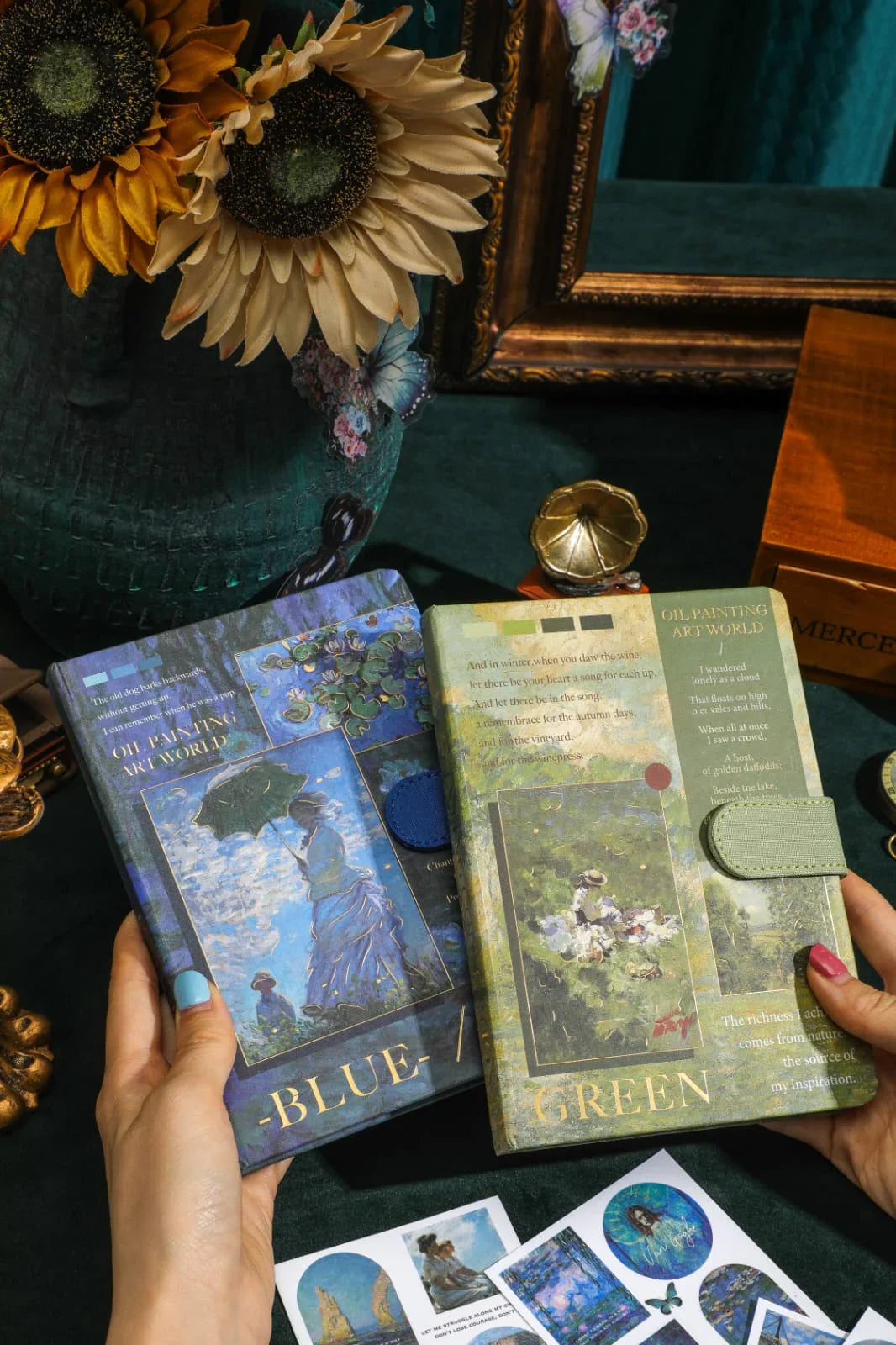Blue and Green notebooks
