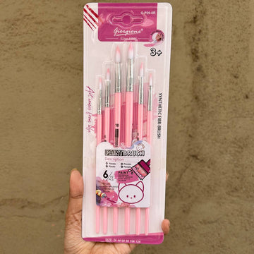 Pastel pink Paint round brush l synthetic fibr-brush l pack of 6 brush