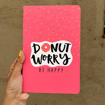Donut Worry, Be Happy! A5 Design Diary with Ruled Pages - 50 Pages