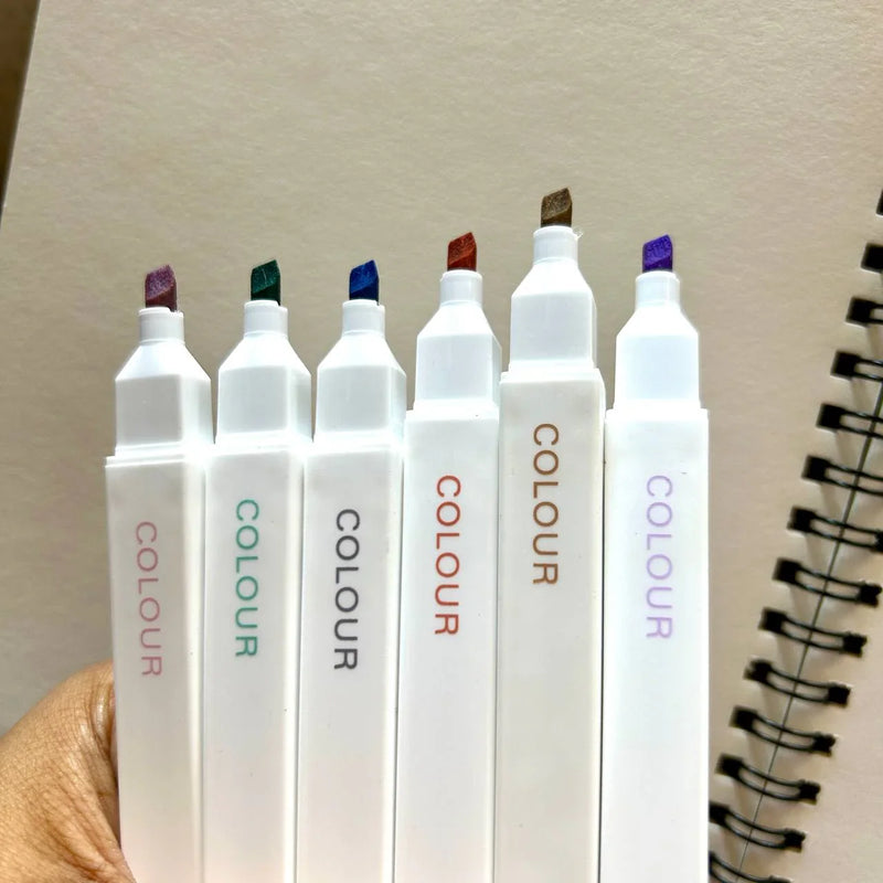 Kawaii Japanese Addition: Morandi pastel Colour  highlighter flat (Set of 6)