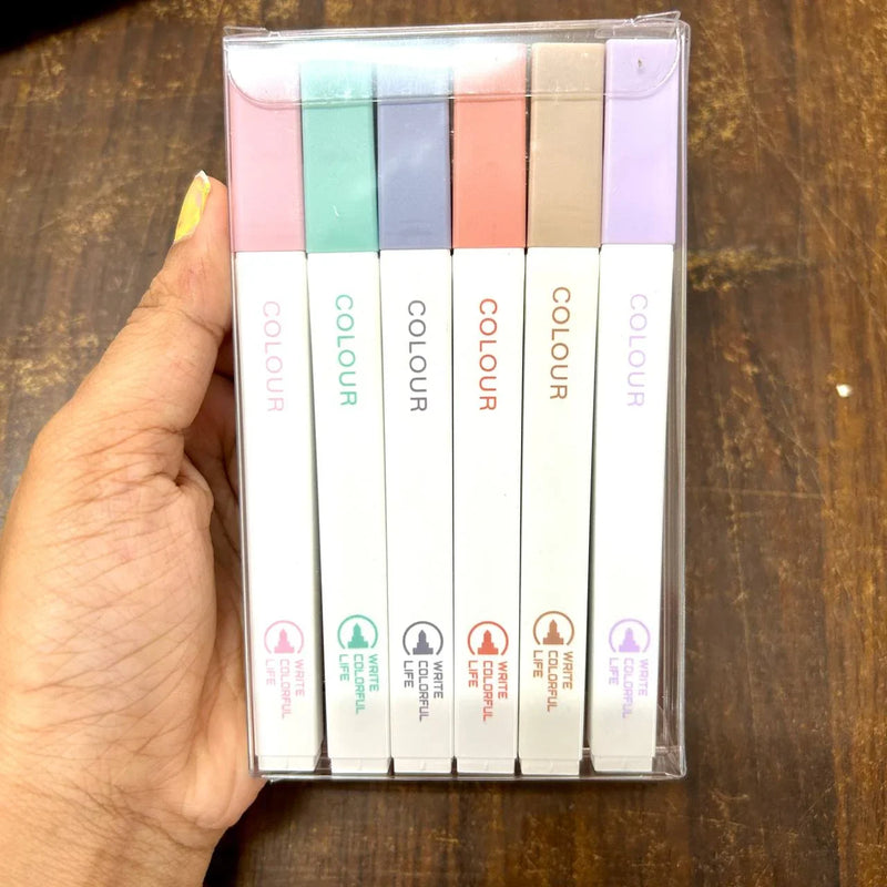 Kawaii Japanese Addition: Morandi pastel Colour  highlighter flat (Set of 6)