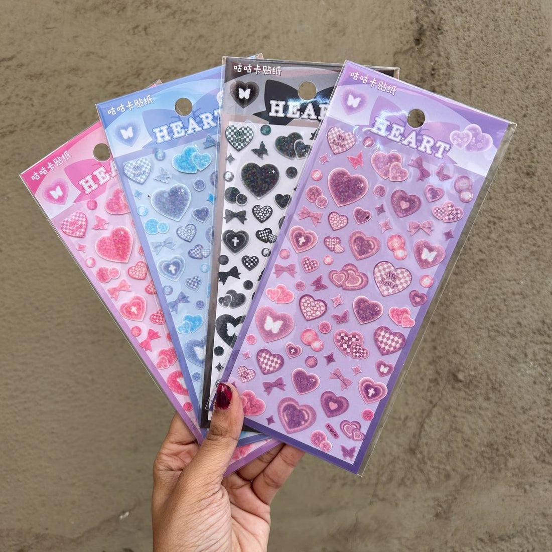 Glittery heart sticker for journaling and scrapbooking- pack of 1 sheets