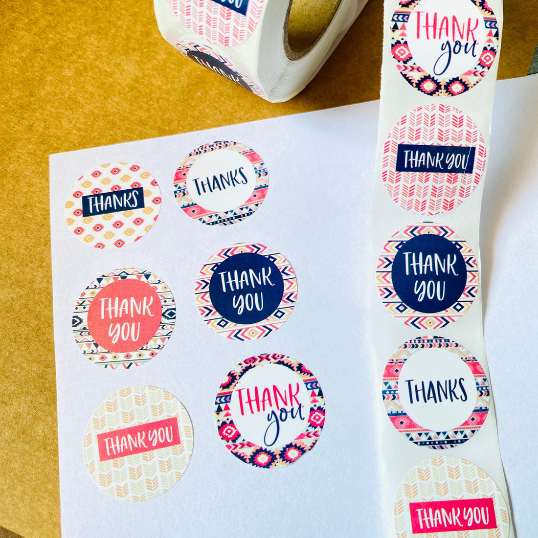 (JUMBO ROLL) Thank you labels for your small business (500 Labels) 1 inch