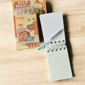 Cute A7 spiral capybara diary with pen l 100 pages l pack of 1