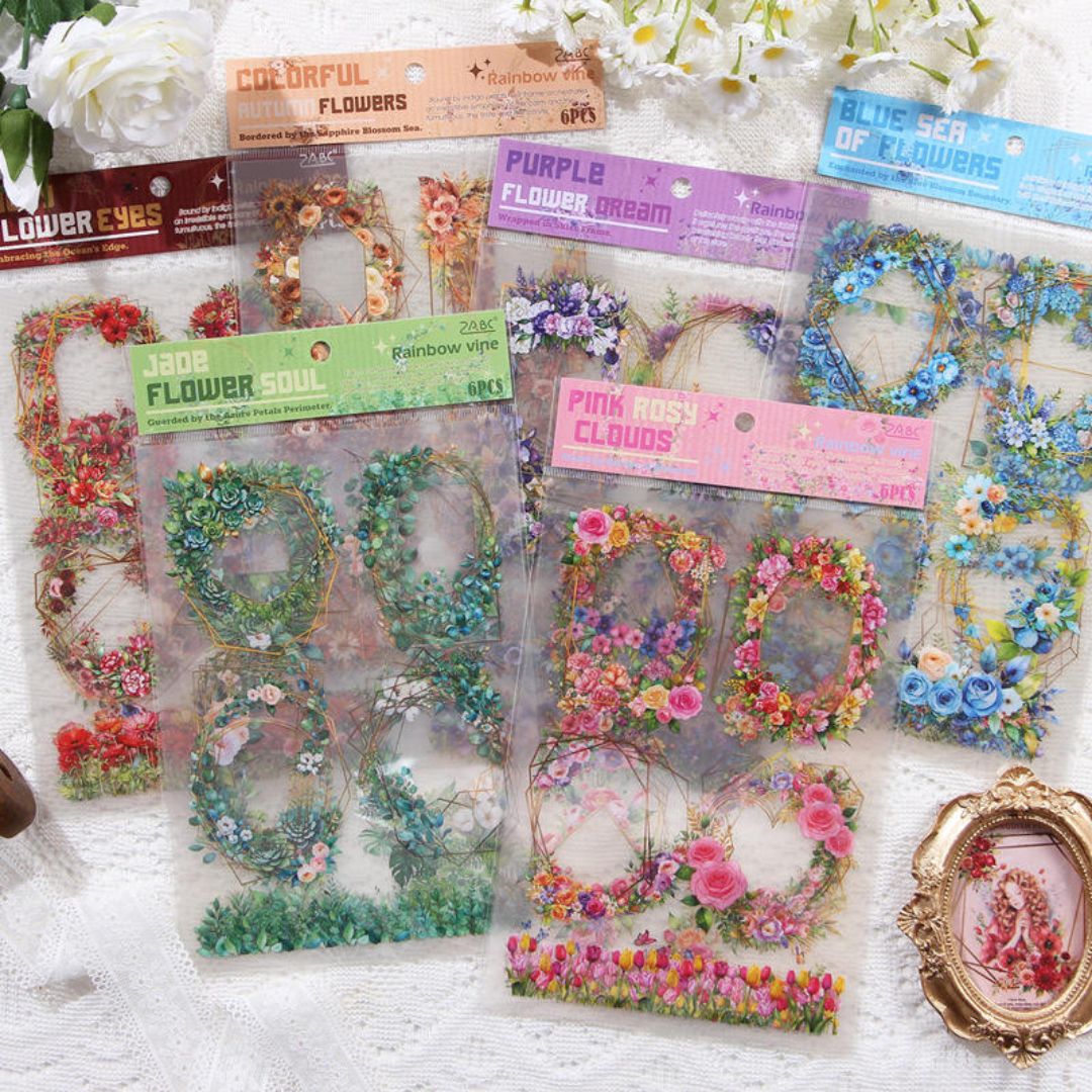 ( Buy 1 Get 1 free ) Vintage floral Frame Journaling sticker l Pack of 1 contains 6 sheets