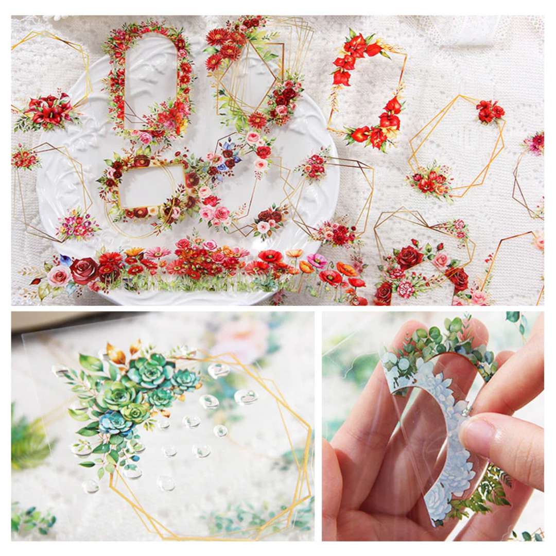 ( Buy 1 Get 1 free ) Vintage floral Frame Journaling sticker l Pack of 1 contains 6 sheets