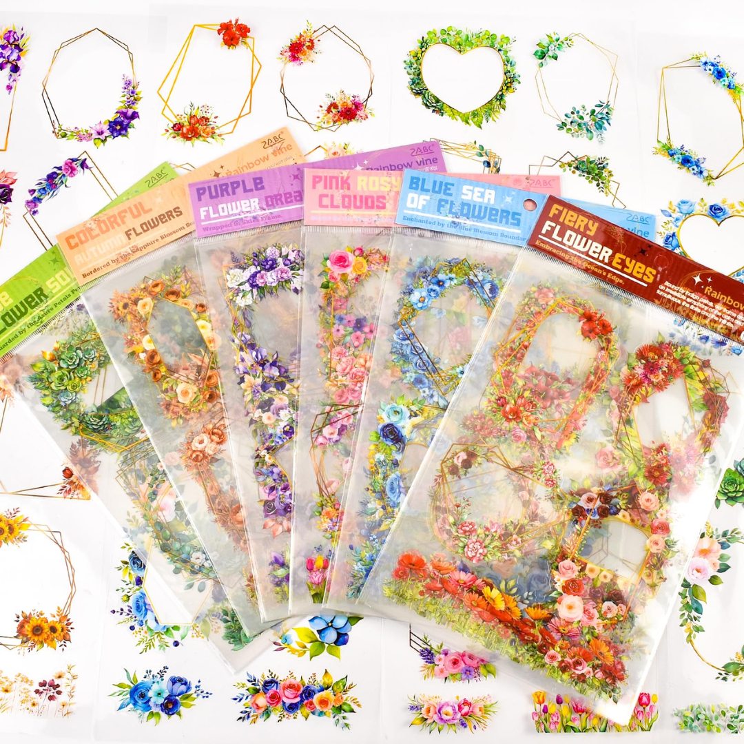 ( Buy 1 Get 1 free ) Vintage floral Frame Journaling sticker l Pack of 1 contains 6 sheets