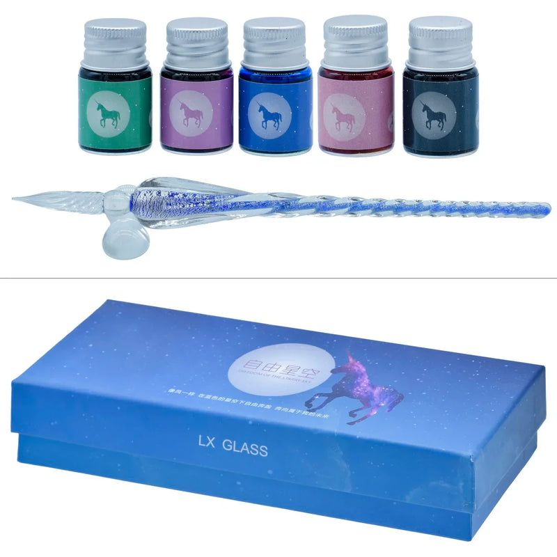 Premium Crystal Fountain Pen Gift Box With 5 Ink bottle l  JB19-B