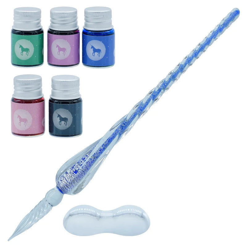 Premium Crystal Fountain Pen Gift Box With 5 Ink bottle l  JB19-B