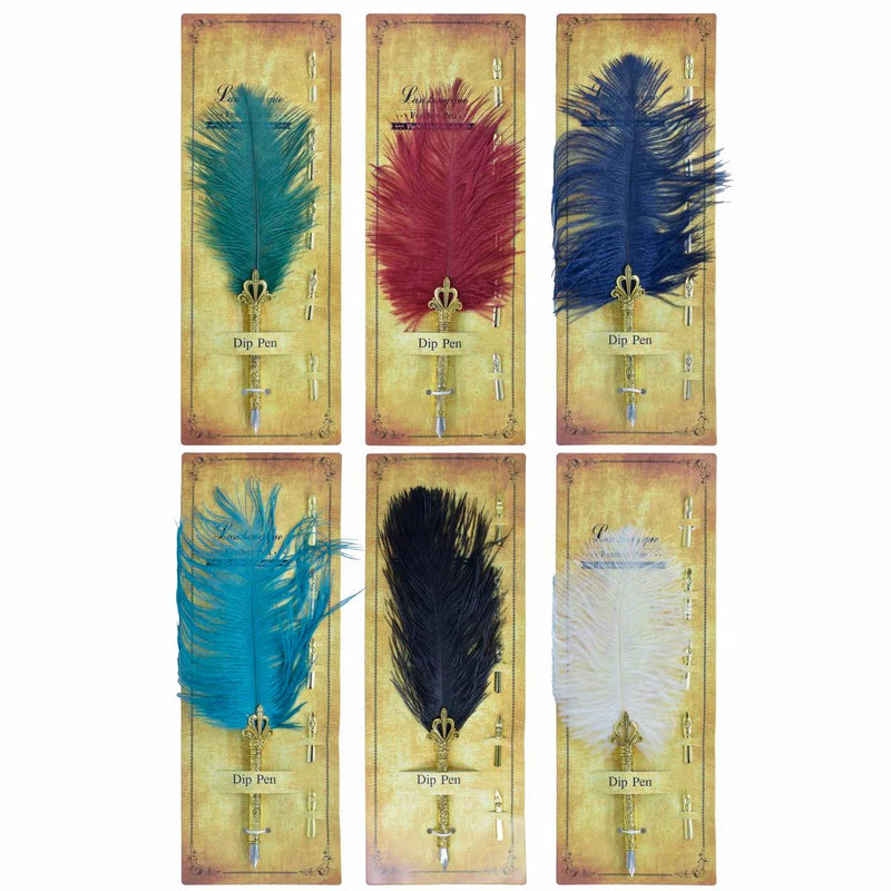 Premium Feather Peacock Fountain Pen With 5 nips l Pack of 1 pen