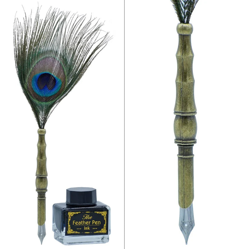 Premium Peacock Feather Fountain Pen Gift Box set With Ink l pack of 1 pen set