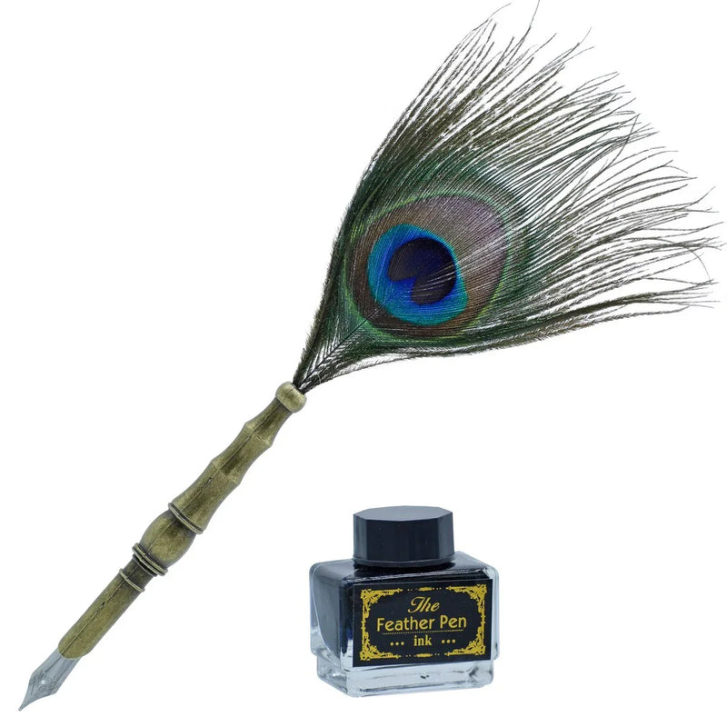 Premium Peacock Feather Fountain Pen Gift Box set With Ink l pack of 1 pen set
