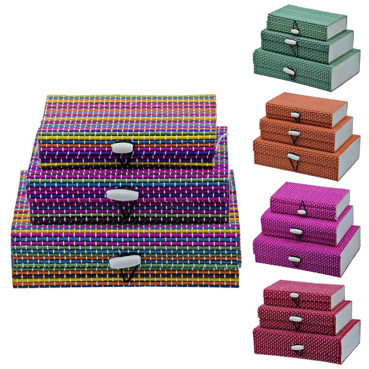 Bamboo Jewellery Box 3Pcs Set | Handcrafted Multicolour Storage Box | JC-858
