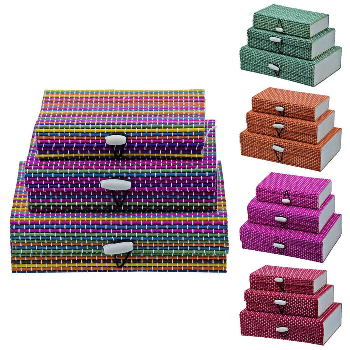 Bamboo Jewellery Box 3Pcs Set | Handcrafted Multicolour Storage Box | JC-858