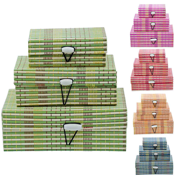 Bamboo Jewellery Box 3Pcs Set | Handcrafted Multicolour Storage Box | JC-863