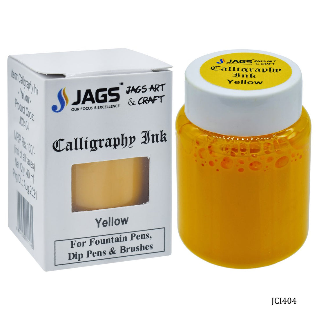 The Ink Palette Collection | 6 Premium Calligraphy Inks 40ML Each | Brown, Black, Royal Blue, Yellow, Lime Green & Turquoise