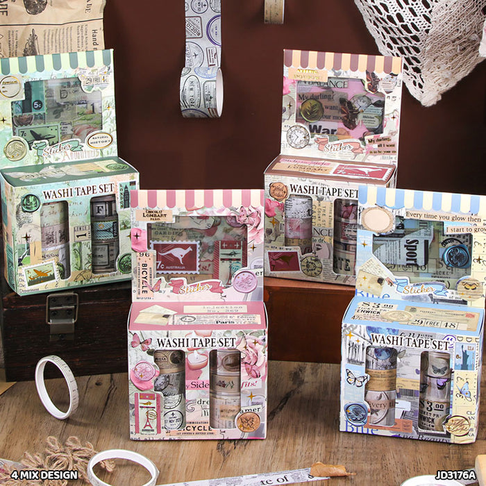 Washi Tape & Sticker Set - 14 Pcs (Design 2)