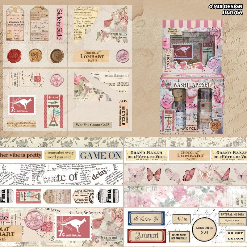 Washi Tape & Sticker Set - 14 Pcs (Design 2)