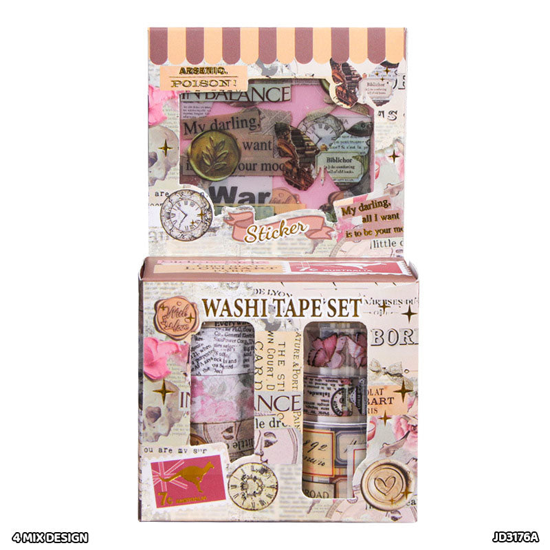 Washi Tape & Sticker Set - 14 Pcs (Design 2)