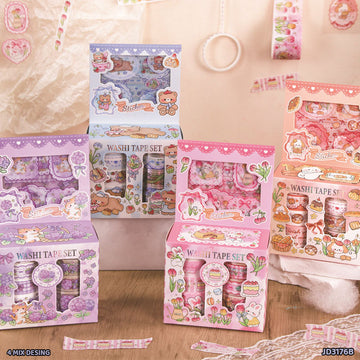 Washi Tape & Sticker Set - 14 Pcs (Design 1)