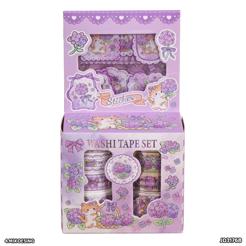 Washi Tape & Sticker Set - 14 Pcs (Design 1)