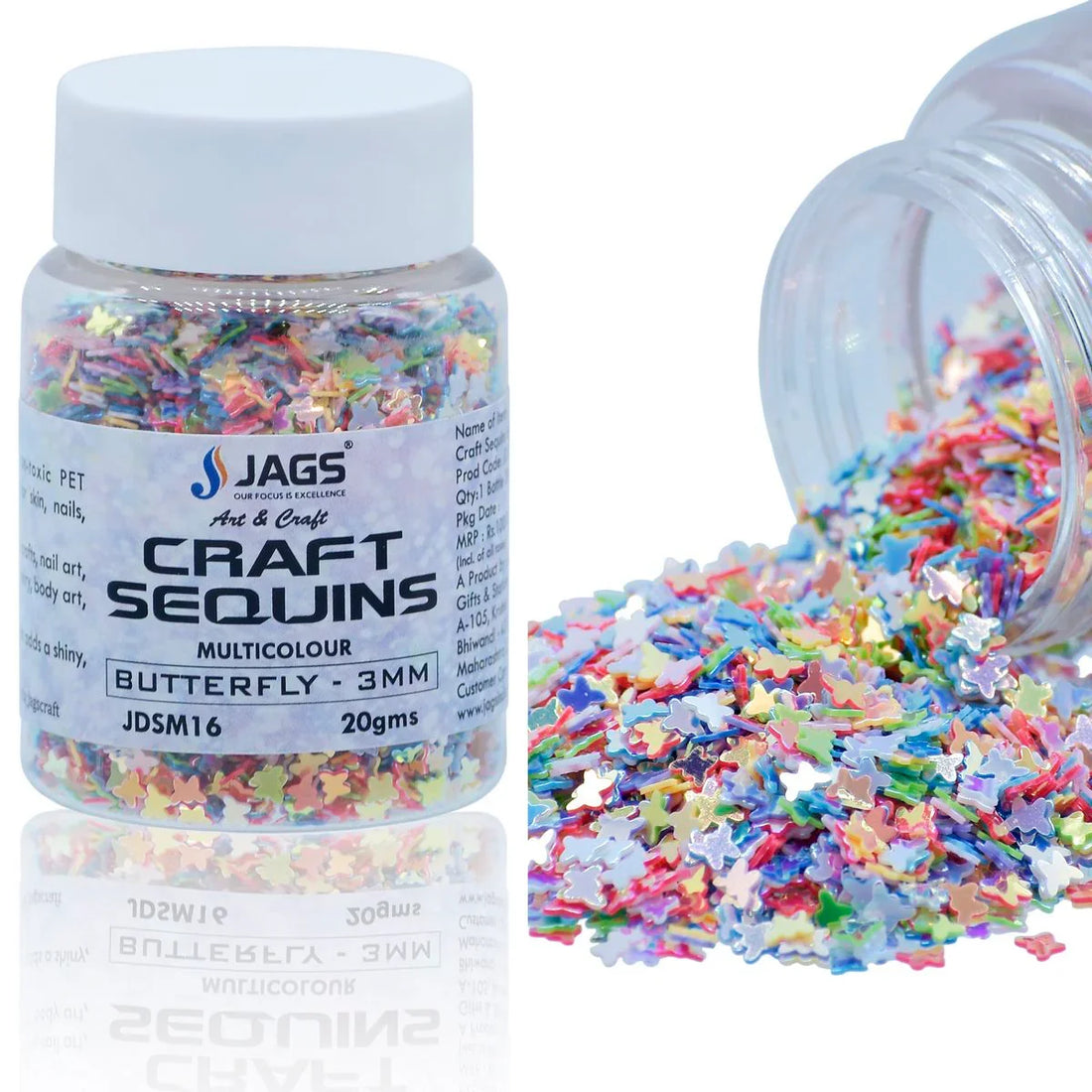 Craft Sequins Multi Colour Butterfly l 3MM l JDSM16 l 20Gms