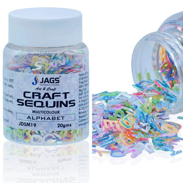 Craft Sequins Multi Colour Alphabet l 6MM l JDSM19 l 20Gms