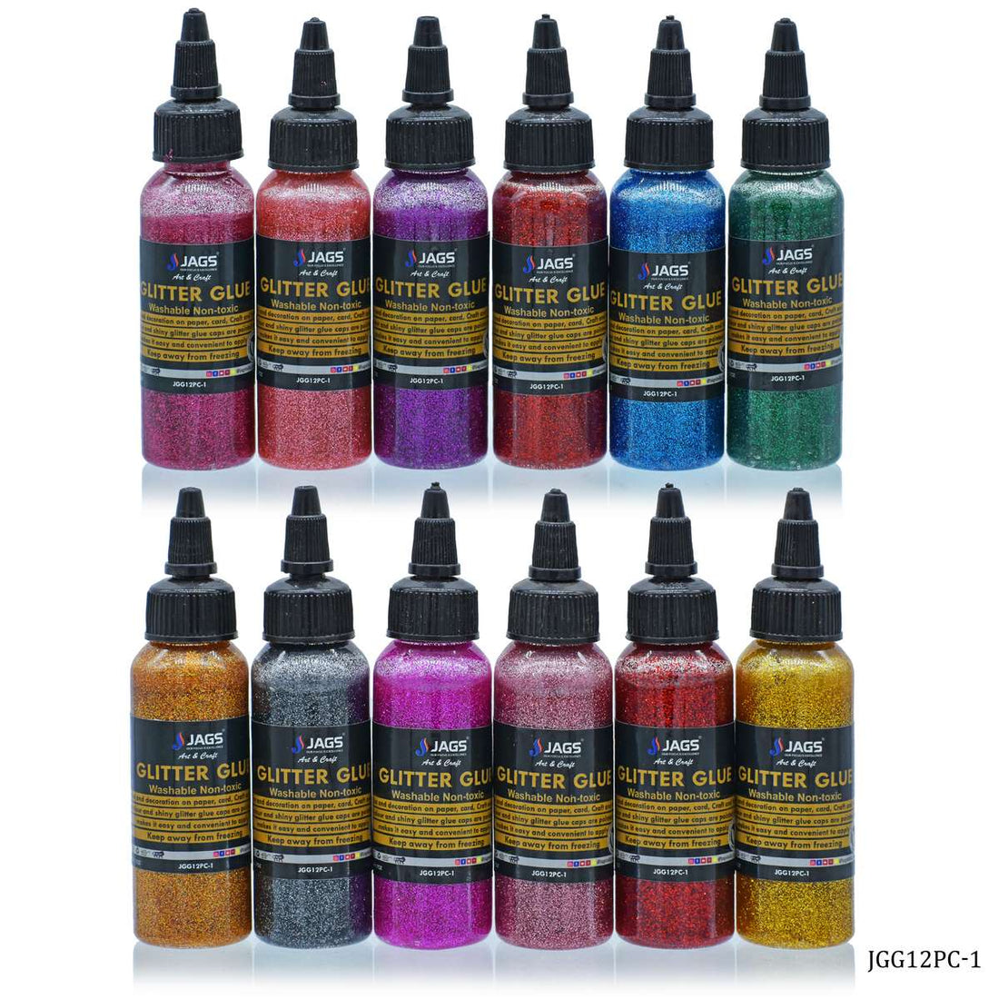 Jags Glitter Glue Art 12 Colour Set 50Gms JGG12PC-1