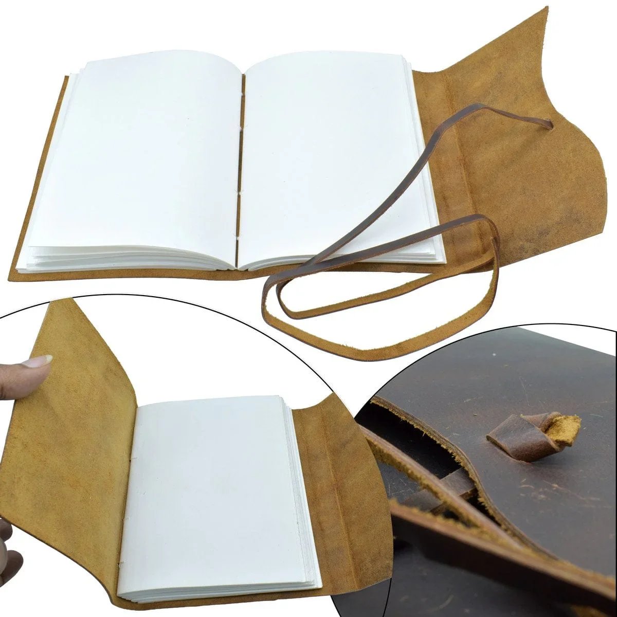 Handmade Note Book Suede Tie Up 20cmX15cm JKF196
