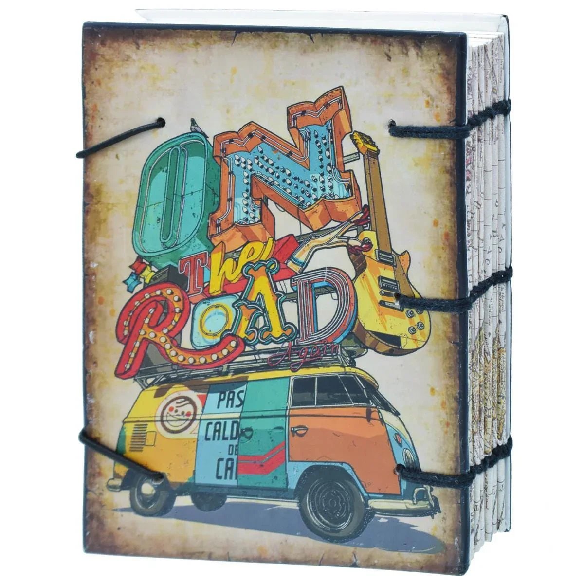 Handmade Note Book On The Road Bus Trip 7X5 JKF278