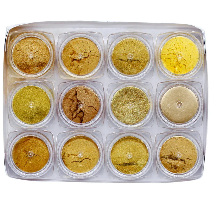 Mica Powder Gold Shade l Pack of 12 Pcs Set l Each contains 12Gms l JMMP12P-1
