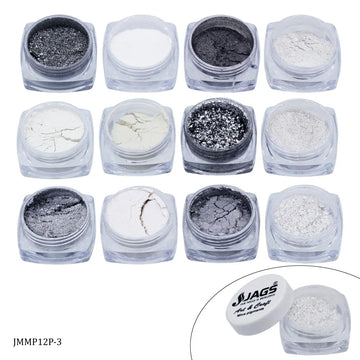 Mica Powder Silver Shade l Pack of 12 Pcs Set l Each contains 12Gms l JMMP12P-3